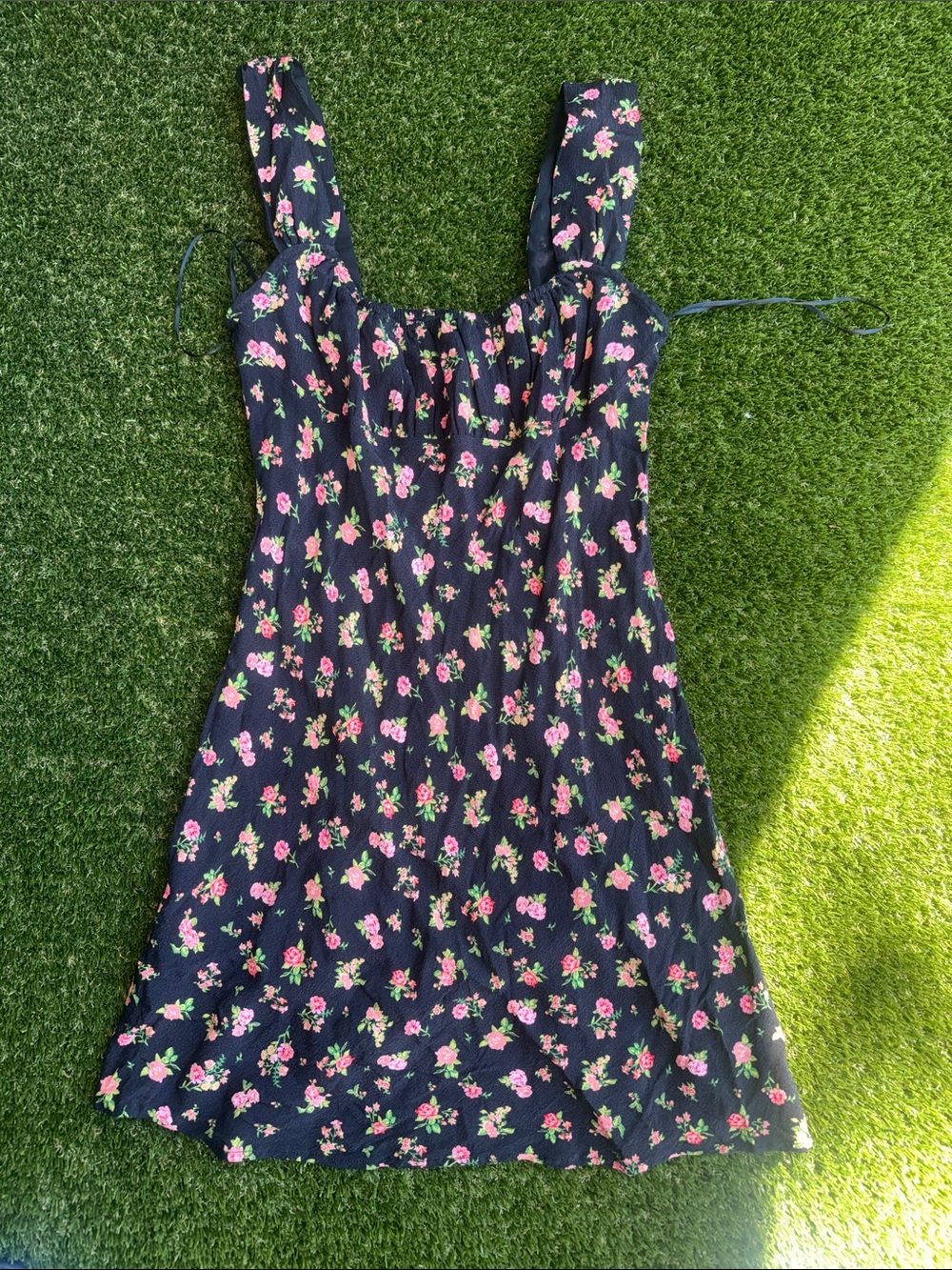 Mango Navy Mini Dress with Pink Floral Print